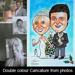 caricature of wedding couple